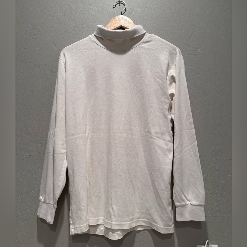 Woolrich White Turtleneck Long Sleeve Shirt Large |‎ 100% Cotton Y2K Minimalist